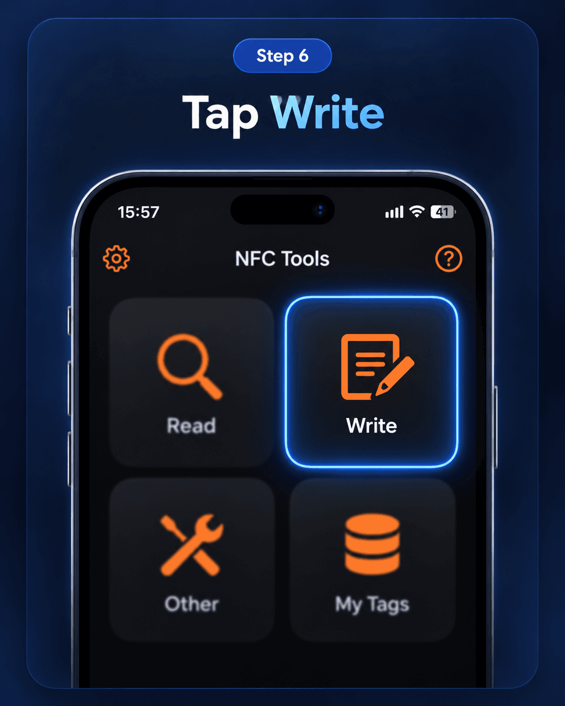 Write tab in NFC Tools