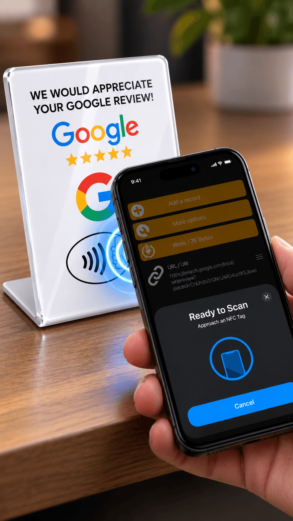 Phone testing the programmed NFC card