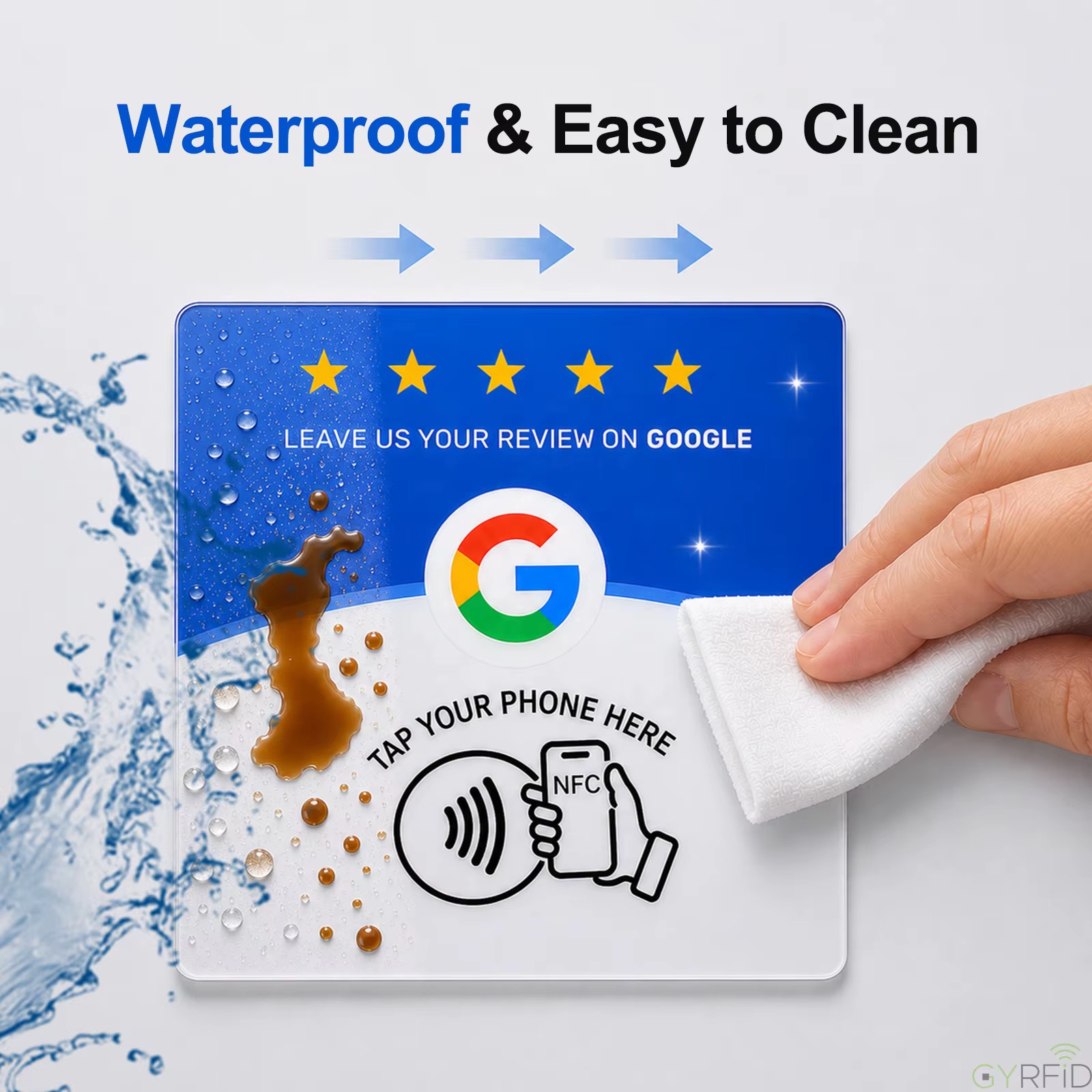 Waterproof Google NFC review card